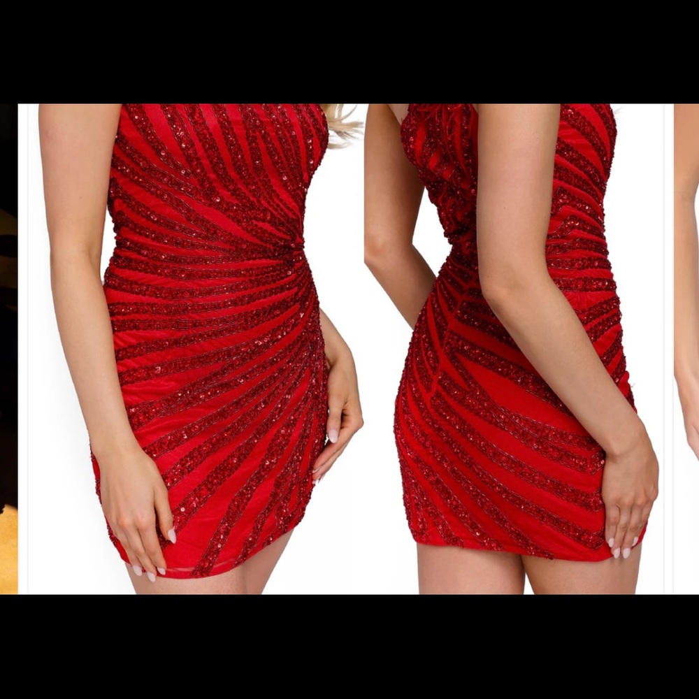 Size 8 red Primavera one shoulder dress worn once